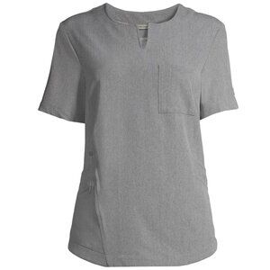 CLIMATERIGHT CUDDL DUDS Women's Short Sleeve Heather Grey Scrub Top Size 2X EUC